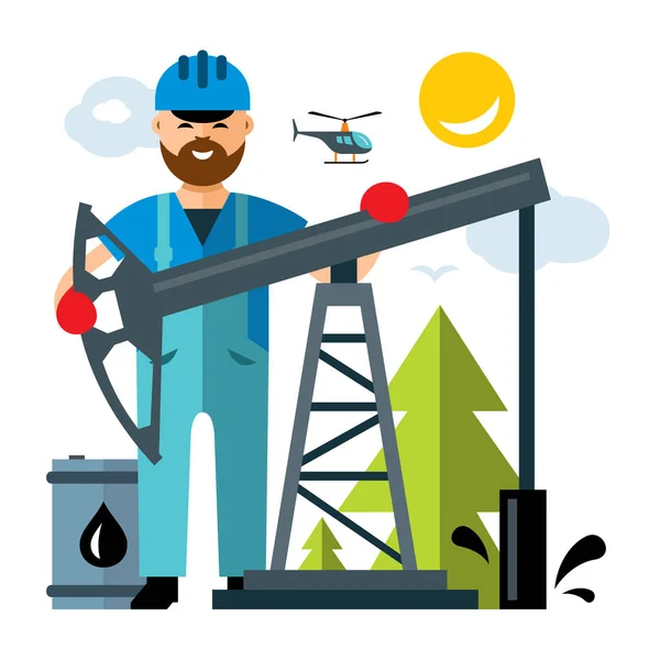 Vector Oil Industry. Flat style colorful Cartoon illustration. — Stock Vector