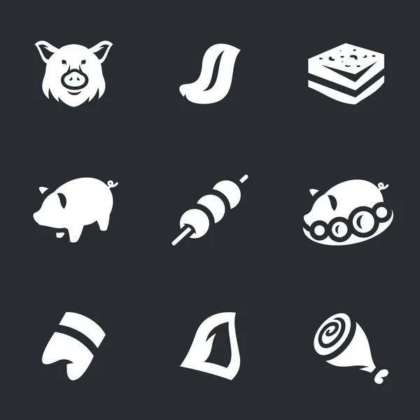 Conjunto vectorial de iconos de cerdo . — Vector de stock