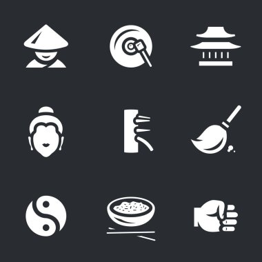 Shaolin simgeler vektör kümesi.