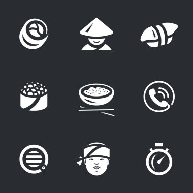 Ayarla, suşi Servisi simgeler vektör.