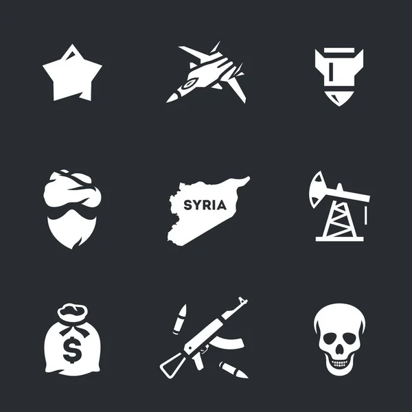 Conjunto vectorial de guerra Siria Iconos . — Vector de stock