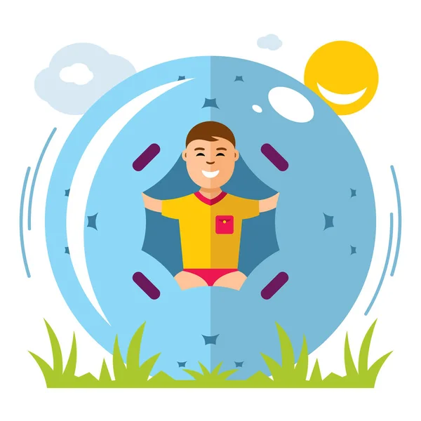 Vector Zorbing Concept. Vlakke stijl kleurrijke Cartoon afbeelding. — Stockvector