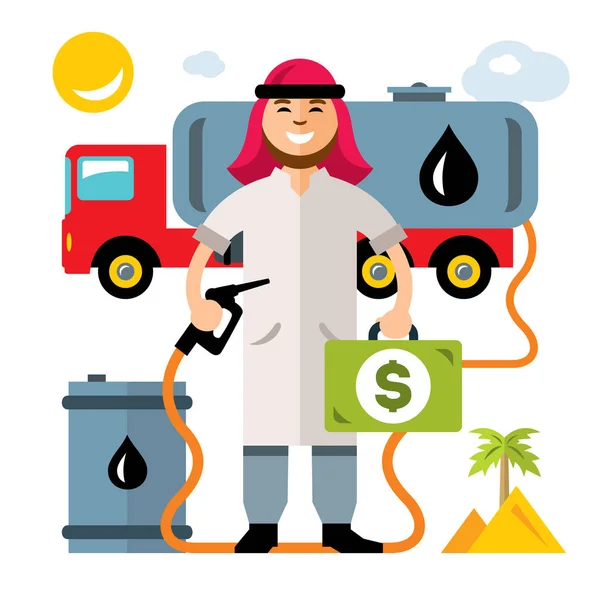 Vector Middle East Oil Industry. Flat style colorful Cartoon illustration. — Stock Vector
