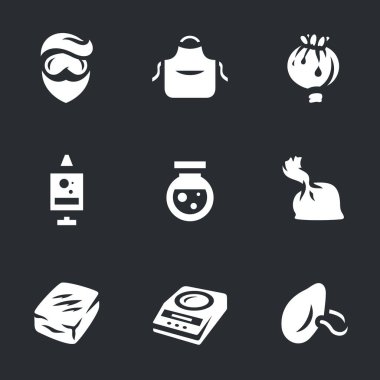 Ayarla, uyuşturucu laboratuvarı simgeler vektör.