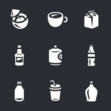 İçecekler simgeler vektör kümesi.