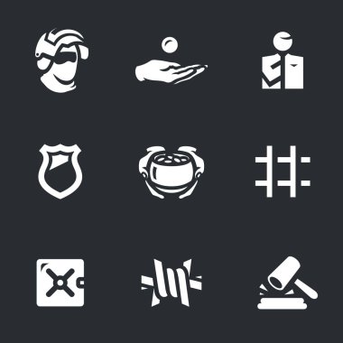 Yolsuzluk vektör ve ceza simgeler.