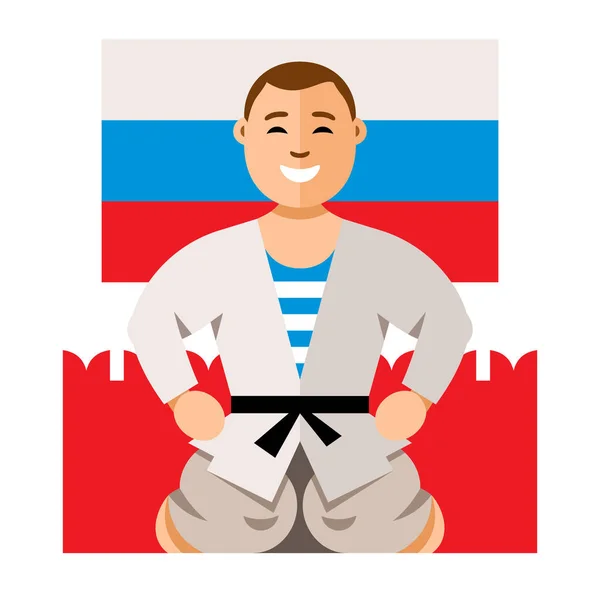 Conceito de humor Vector Russian Man. Estilo plano colorido Desenhos animados ilustração . — Vetor de Stock