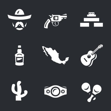 Meksika simgeler vektör kümesi.