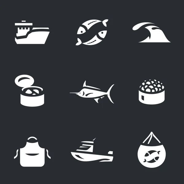 Ensemble vectoriel d'icônes de pêche portuaire . — Image vectorielle