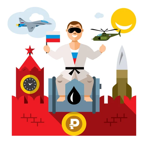 Vektör Rusya seyahat kavramı. Düz stil renkli karikatür resimde. — Stok Vektör