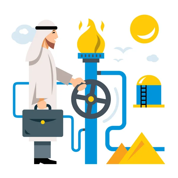 Vector Arab Gas Industry. Estilo plano colorido ilustración de dibujos animados . — Vector de stock