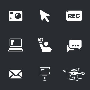 Blogger Video simgeler vektör kümesi.