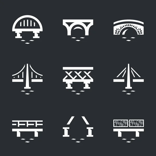 Vector uppsättning olika broar ikoner. — Stock vektor