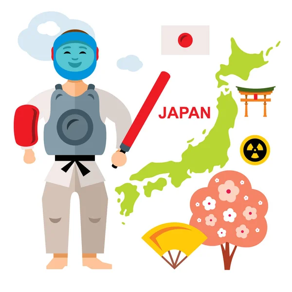 Vector Japan Travel Concept. Estilo plano colorido ilustración de dibujos animados . — Archivo Imágenes Vectoriales