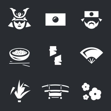 Japonya simgelerinin vektör kümesi.