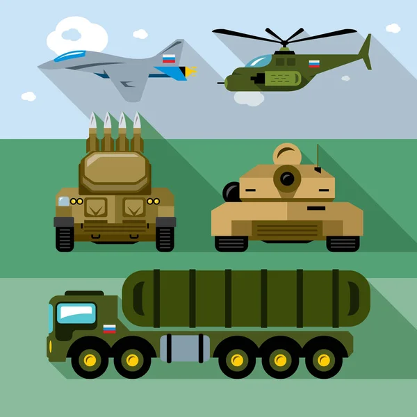 Vektor Set av ryska militära armén. Platt stil färgglada tecknade illustration. — Stock vektor