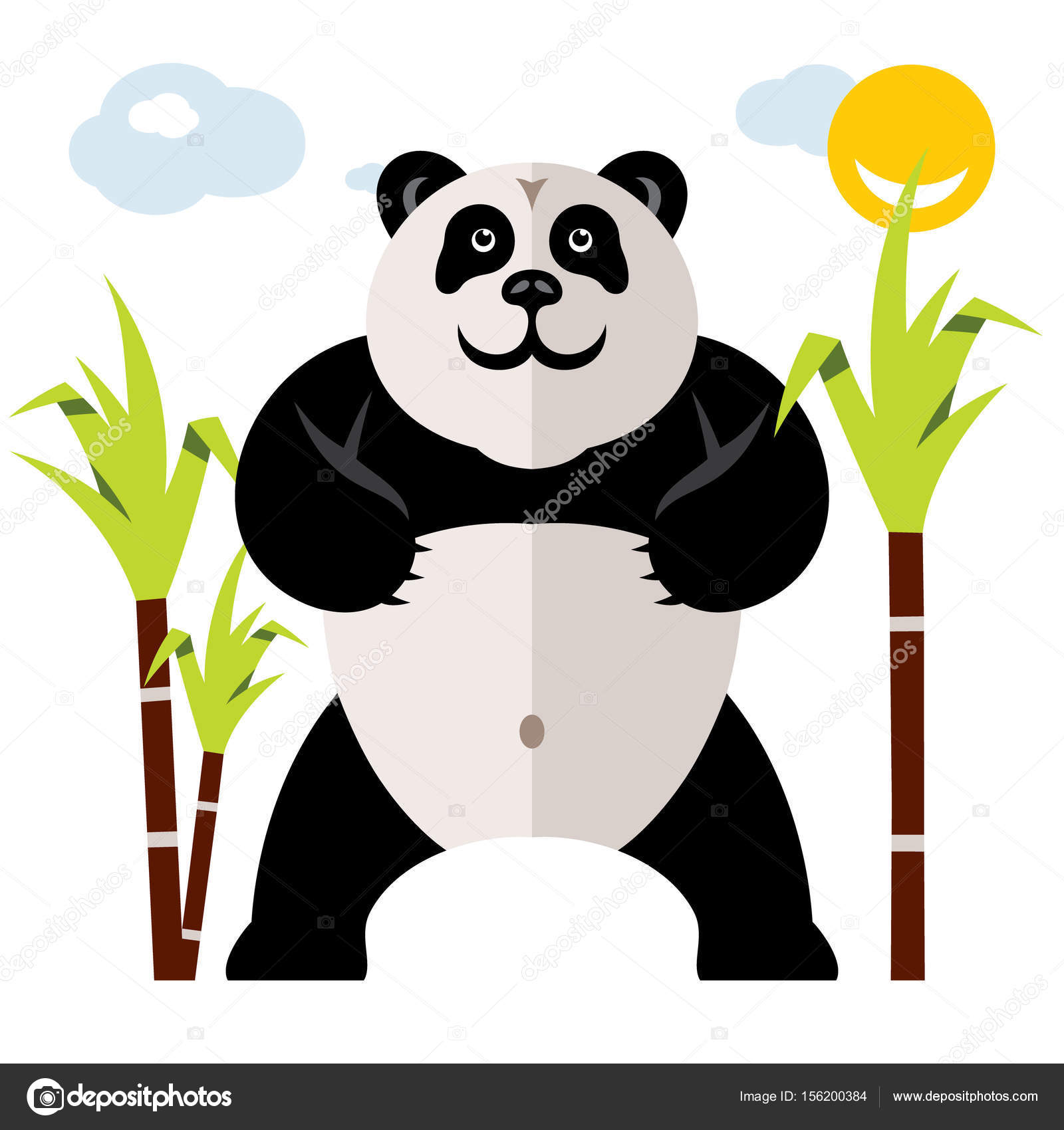 Silhueta de panda de desenho animado em estilo simples e plano