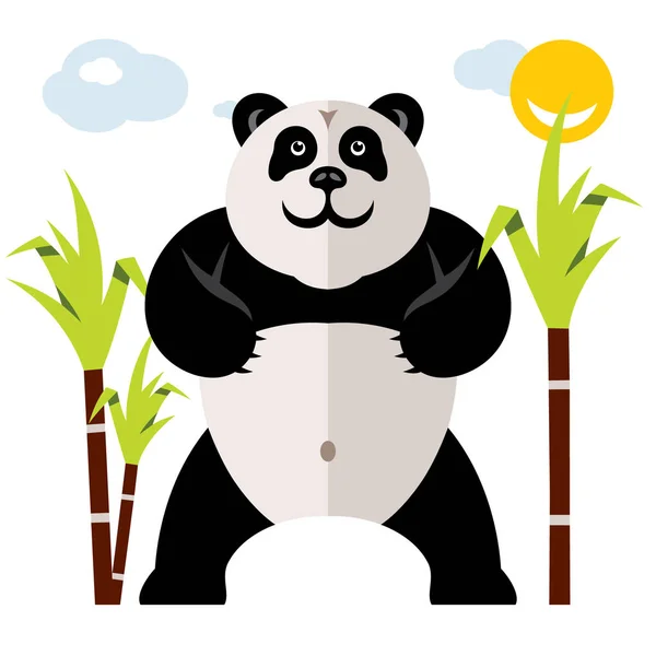 Векторні панда і бамбук. Мальовнича ілюстрація мультфільм плоских стиль. — стоковий вектор