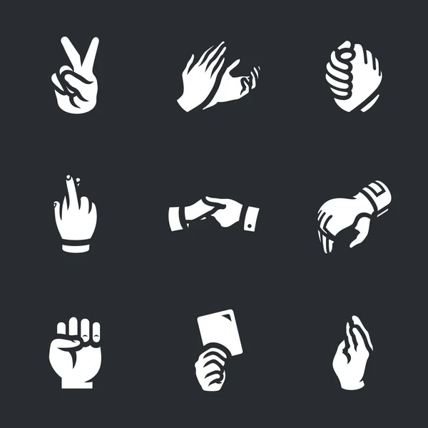 Vektor-Set von Handgesten-Symbolen. — Stockvektor