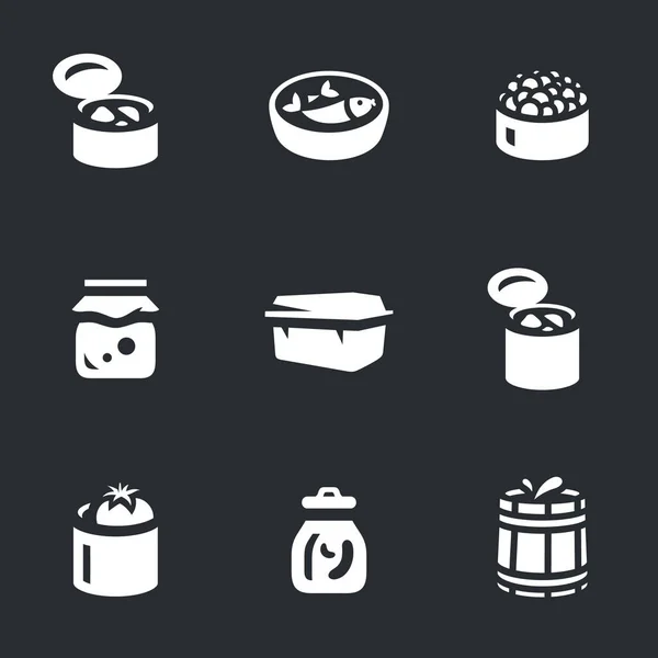 Ensemble vectoriel d'icônes alimentaires en conserve . — Image vectorielle
