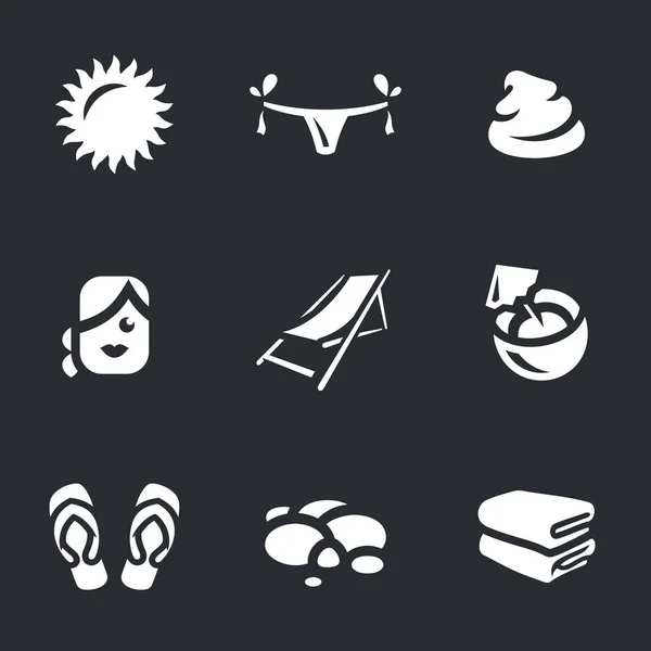 Conjunto vectorial de iconos de playa . — Vector de stock