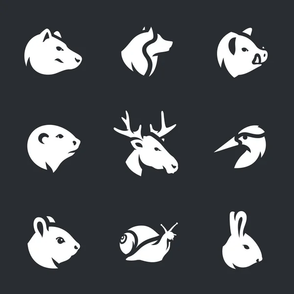 Conjunto de vetores de ícones de animais selvagens . — Vetor de Stock