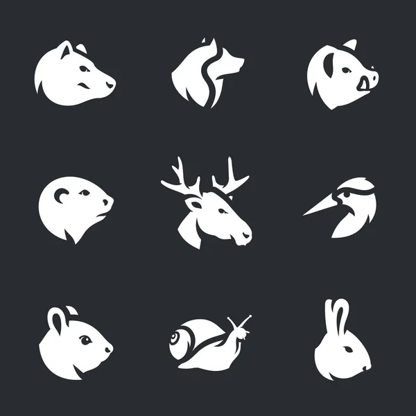 Conjunto de Vectores de Animales Silvestres Iconos . — Archivo Imágenes Vectoriales