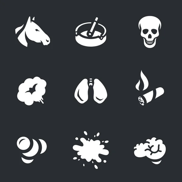 Conjunto vectorial de enfermedades por tabaquismo Iconos . — Vector de stock