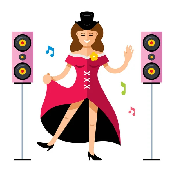 Cancan meisje. Vectorillustratie. — Stockvector