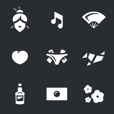 Japon geyşa simgeler vektör kümesi.