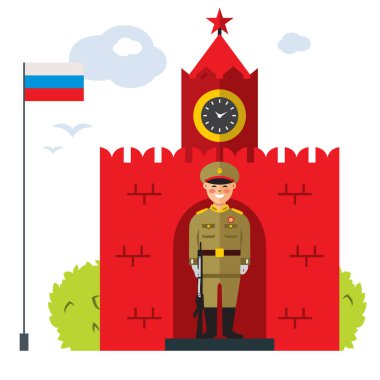 Moskova. Vektör düz stil renkli karikatür çizim