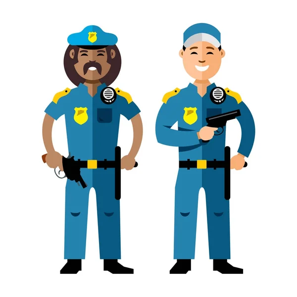 Vector politie. Politieagent. Vlakke stijl kleurrijke Cartoon afbeelding. — Stockvector