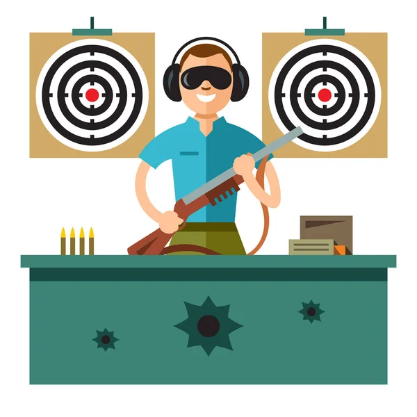 Shooting Range. Vector Flat style colorful Cartoon illustration. — Stock Vector