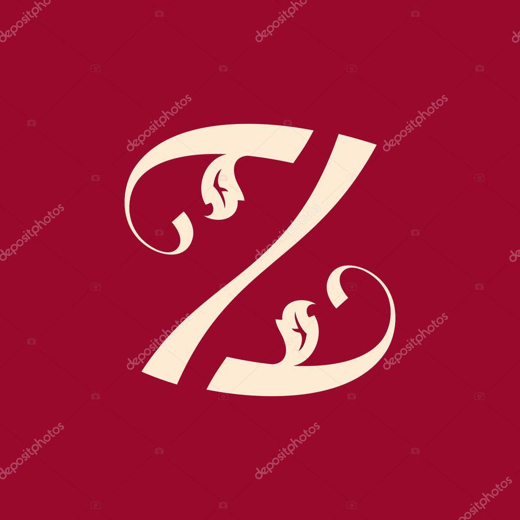 Abstract letter symbol isolated on dark background
