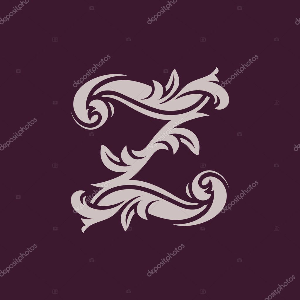Abstract letter symbol isolated on dark background