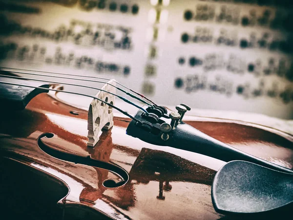 Fundo Design Arte Abstrata Lado Frontal Violino Vintage Tom Arte — Fotografia de Stock