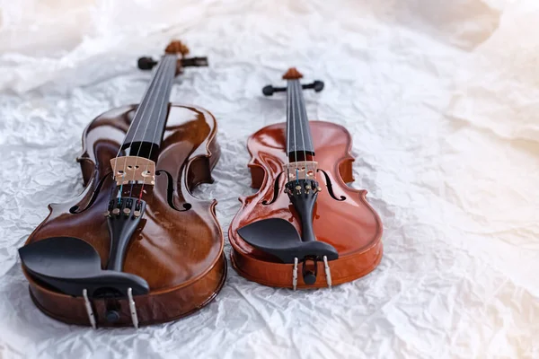 배경에 바이올린 놓으면 현악기의 크기가 다르고 주위에 나타난다 — 스톡 사진