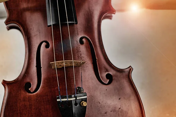 Die Abstrakte Kunst Design Hintergrund Der Geige Vorderseite Auf Grunge — Stockfoto