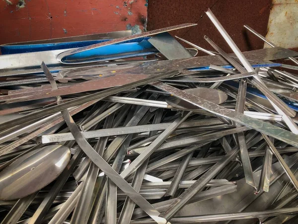 Resíduos Aço Pilha Metal Lixo Aço Inoxidável Lixo Metal Preparar — Fotografia de Stock