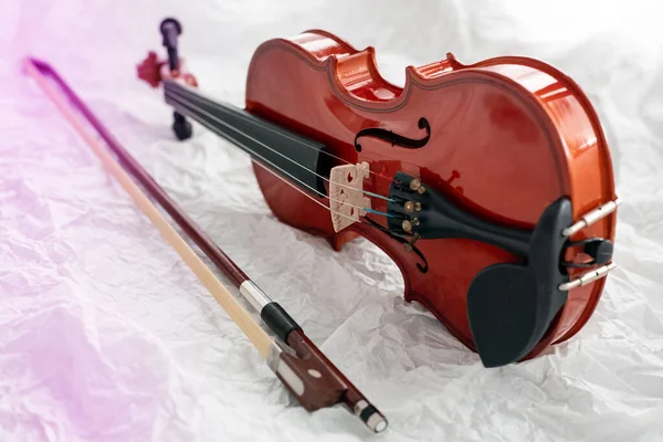 Violino Madeira Colocar Fundo Superfície Grunge — Fotografia de Stock