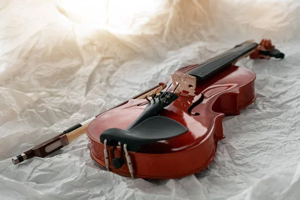 Violino Madeira Colocar Fundo Superfície Grunge — Fotografia de Stock