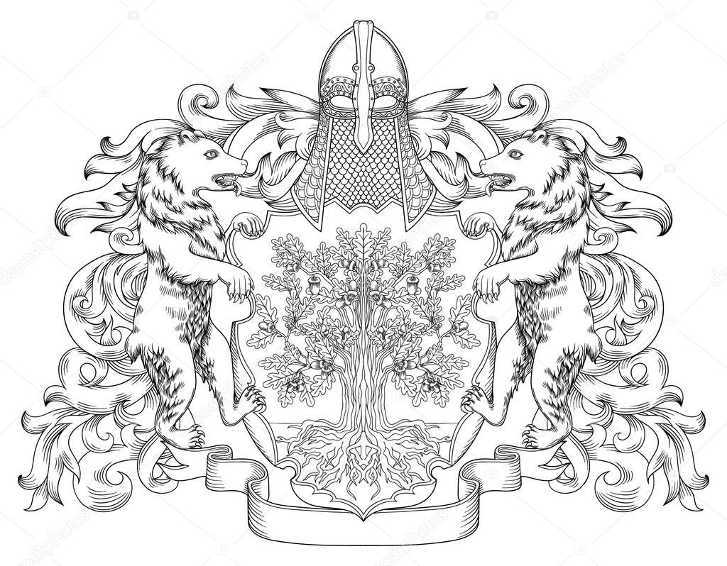 Imperial coat of arms - heraldic royal emblem shield with crown and laurel