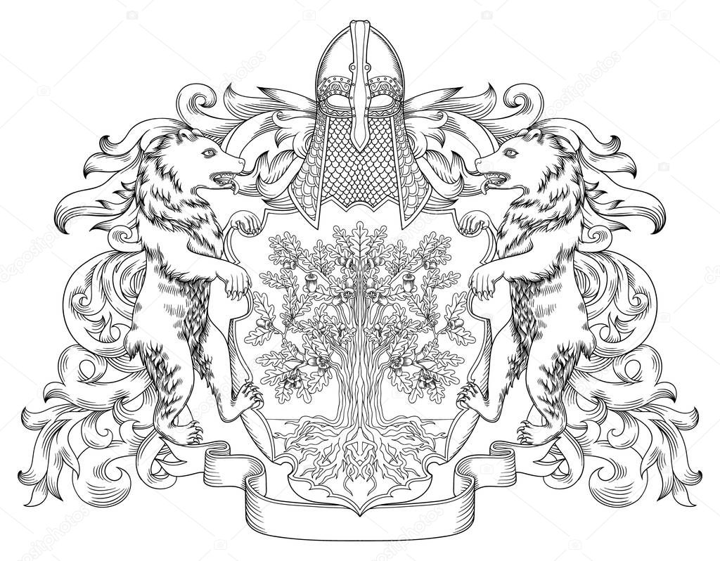 Imperial coat of arms - heraldic royal emblem shield with crown and laurel wreath
