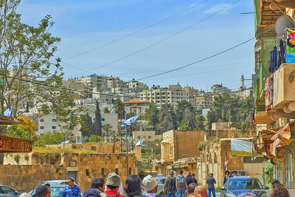 Turist. Hebron. Israil 'de antik Yahudi şehri.