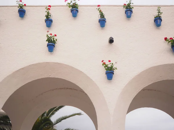 Detail of building typical Spanish architecture in the Mediterranean area of the Costa del Sol Vacation and honeymoon concept
