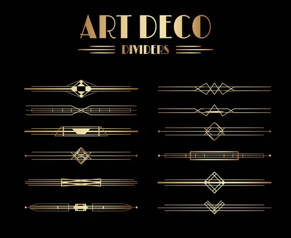 Γεωμετρικοί διαχωριστές Gatsby Art Deco ή στοιχεία διακόσμησης — Διανυσματικό Αρχείο