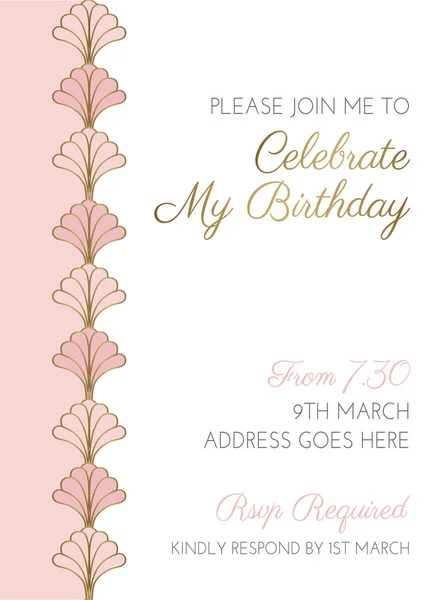 Pink Elegant Style Verjaardag Uitnodiging Ontwerp — Stockvector