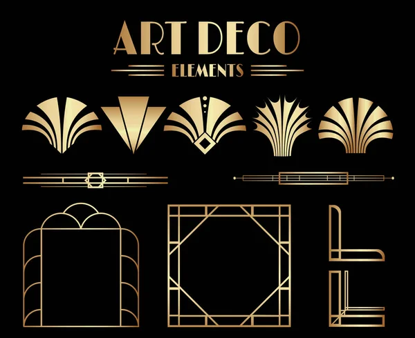 Geometrik Gatsby Sanat Deko Süslemeleri, Böcekler ve Çerçeve Elementleri