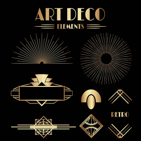 Geometric Gatsby Art Deco Ornaments and Decorative Elements — Stock Vector