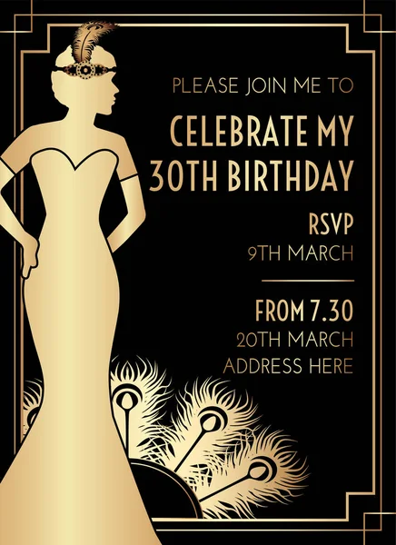 Gatsby Art Deco Style Birthday Invitation Design